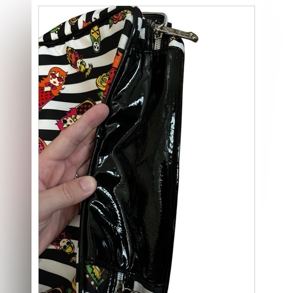 Betsey Johnson Striped Doll & Rose Toiletry, Makeup Bag - Picture 6 of 16